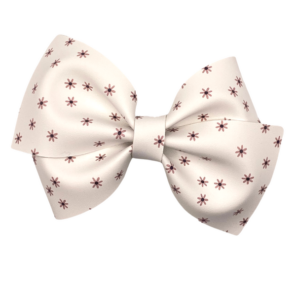 White Daisies Vegan Leather Bow