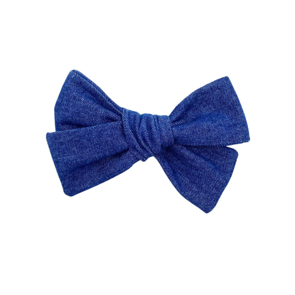 Dark Blue Jean Fabric Bow