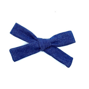 Dark Blue Jean Fabric Bow