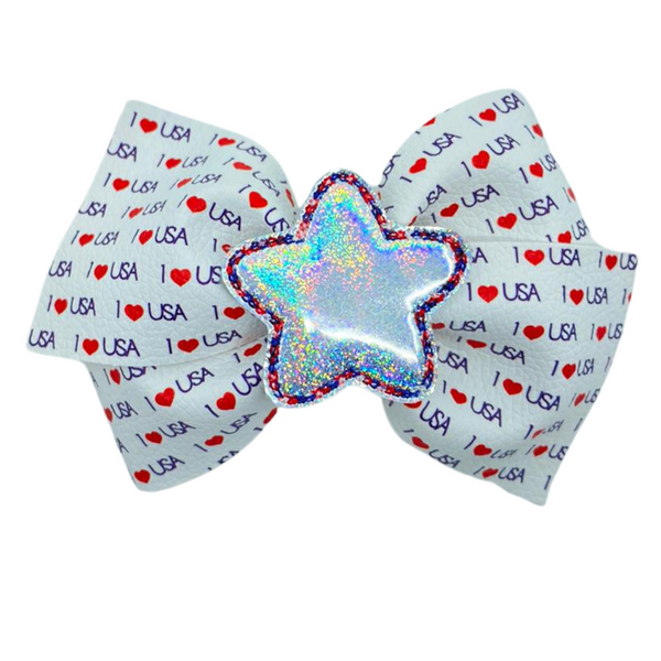 I Love USA Vegan Leather Bow