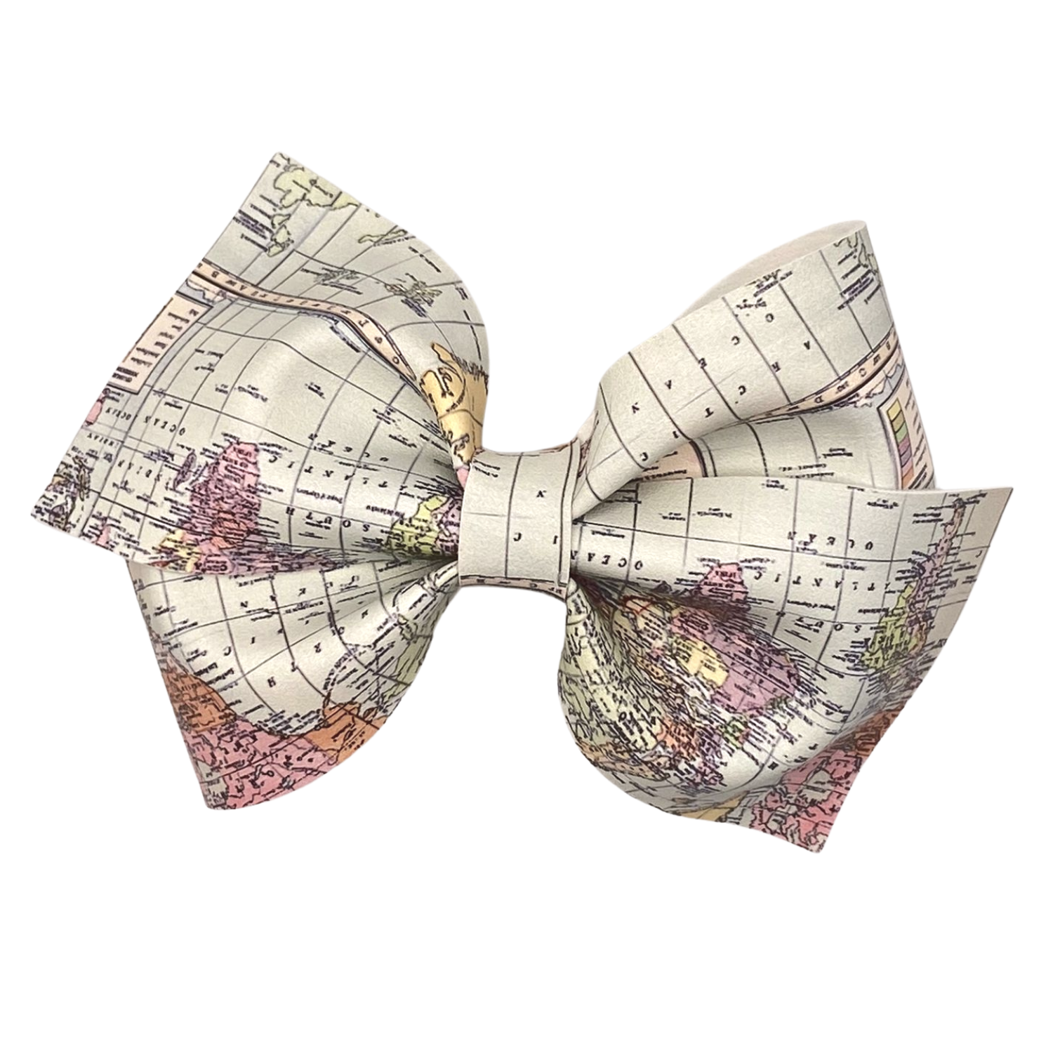 World Map Vegan Leather Bow