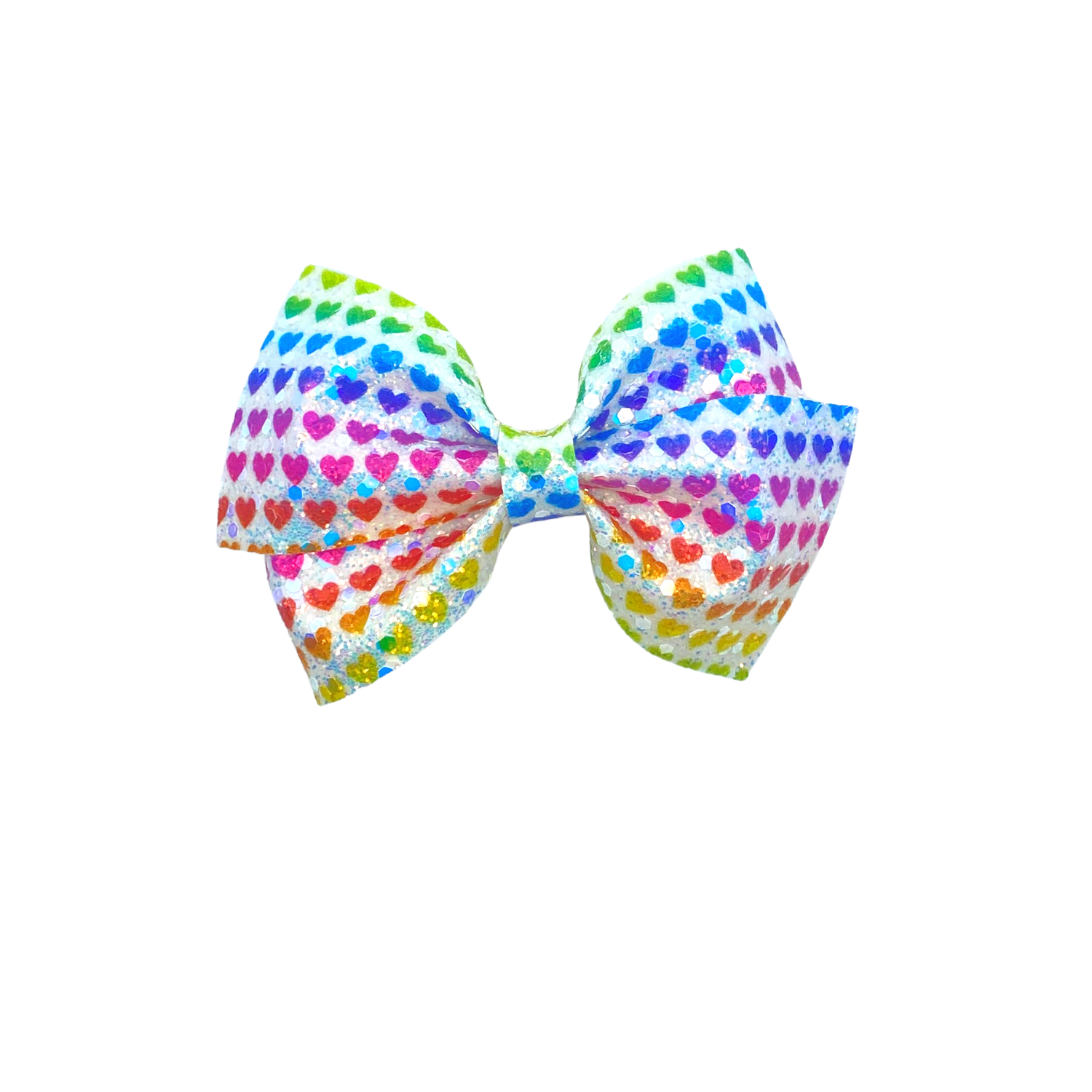 Hearts Rainbow Vegan Leather Bow