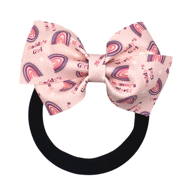 Baby Girl Rainbows Vegan Leather Bow