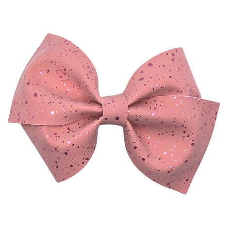 Sparkly Pink Vegan Leather Bow