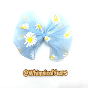 Blue Daisy Tulle Bow