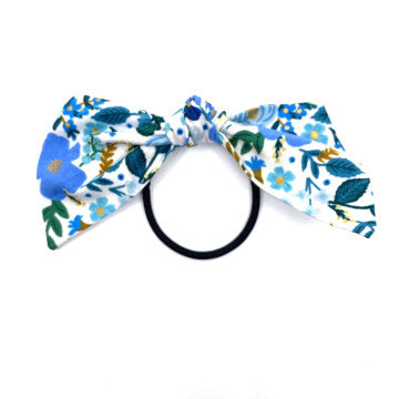 Blue Flower Fabric Bow