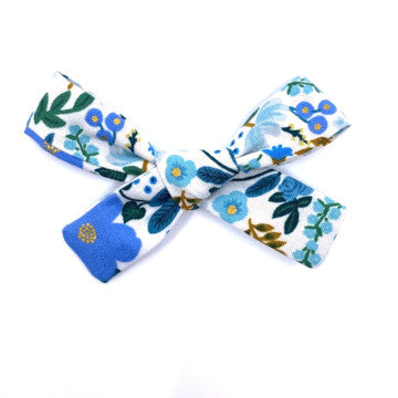 Blue Flower Fabric Bow