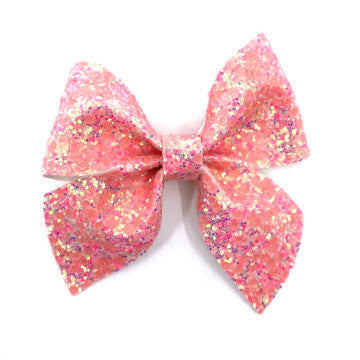 Coral Glitter Bow