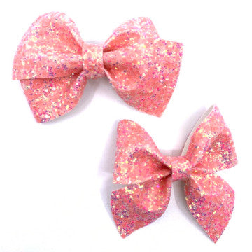 Coral Glitter Bow