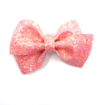 Coral Glitter Bow