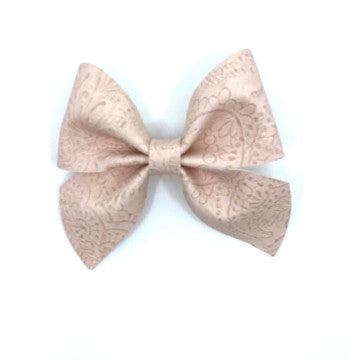 Cream Embossed Vegan Leather Bow