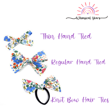 Blue Flower Fabric Bow