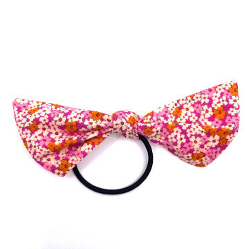 Pink Flower Fabric Bow