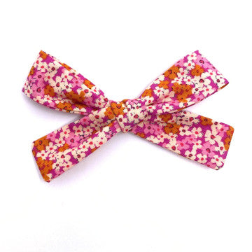 Pink Flower Fabric Bow