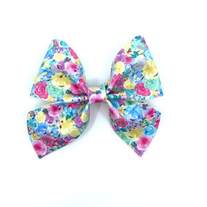 Flower Vegan Leather Bow