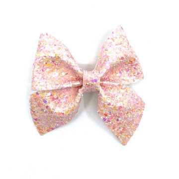 Iridescent Pink Glitter Bow