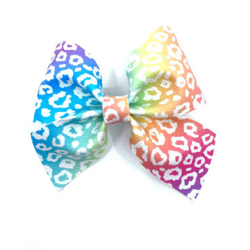 Multicolor Leopard Vegan Leather Bow