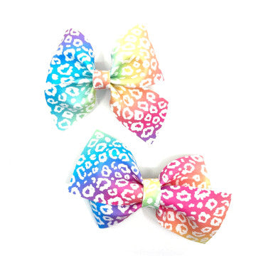 Multicolor Leopard Vegan Leather Bow