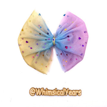 Multicolor Hearts Tulle Bow