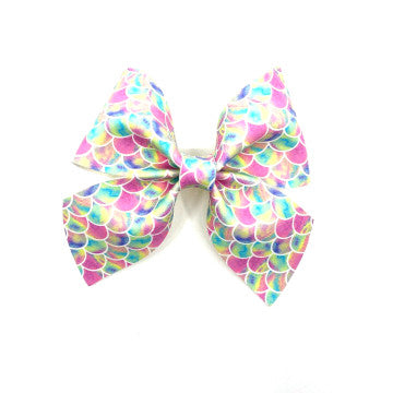 Multicolor Mermaid Vegan Leather Bow