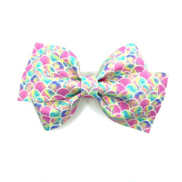 Multicolor Mermaid Vegan Leather Bow