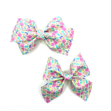 Multicolor Mermaid Vegan Leather Bow