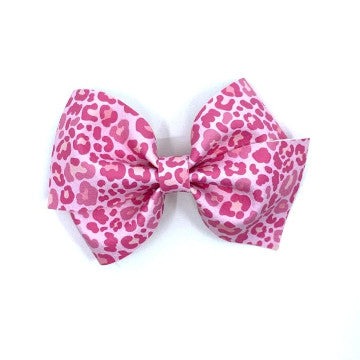 Pink Leopard Vegan Leather Bow