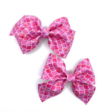 Pink Mermaid Vegan Leather Bow