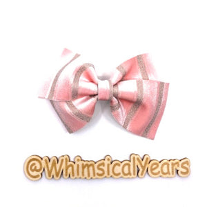 Pink Stripes Velvet Bow