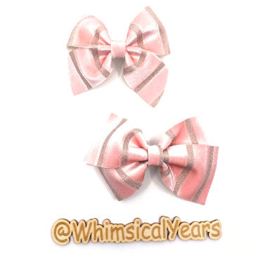 Pink Stripes Velvet Bow