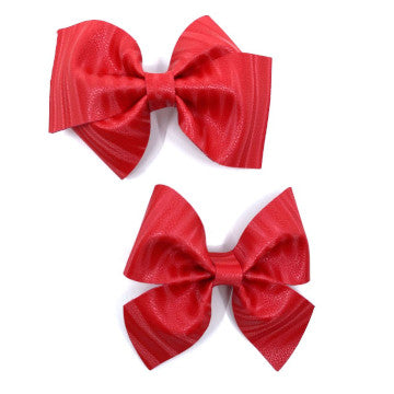 Red Vegan Leather Bow