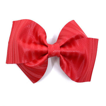 Red Vegan Leather Bow