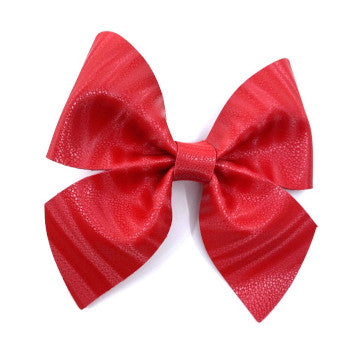 Red Vegan Leather Bow