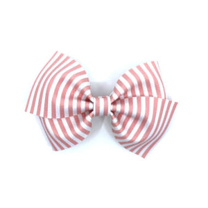 Peach Stripes Vegan Leather Bow