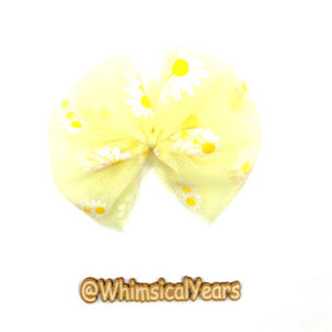 Yellow Daisy Tulle Bow