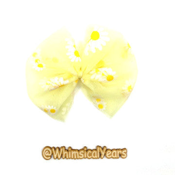 Yellow Daisy Tulle Bow